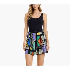 VTG 90s Dorothy Schoelen Shorts 6 Abstract Geometric Pleated High Waist Retro